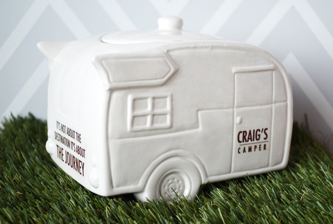 Camper Cookie Jar, Personalized with Name, RV Life, Grad Gift, Piggy Bank, Camper Gift, Kitchen Gift Idea, Vintage Trailer, Camper Birthday Gift