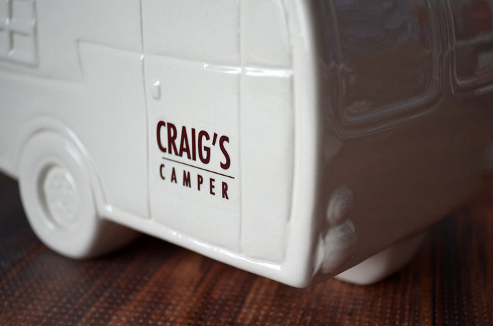 Camper Cookie Jar, Personalized with Name, RV Life, Grad Gift, Piggy Bank, Camper Gift, Kitchen Gift Idea, Vintage Trailer, Camper Birthday Gift