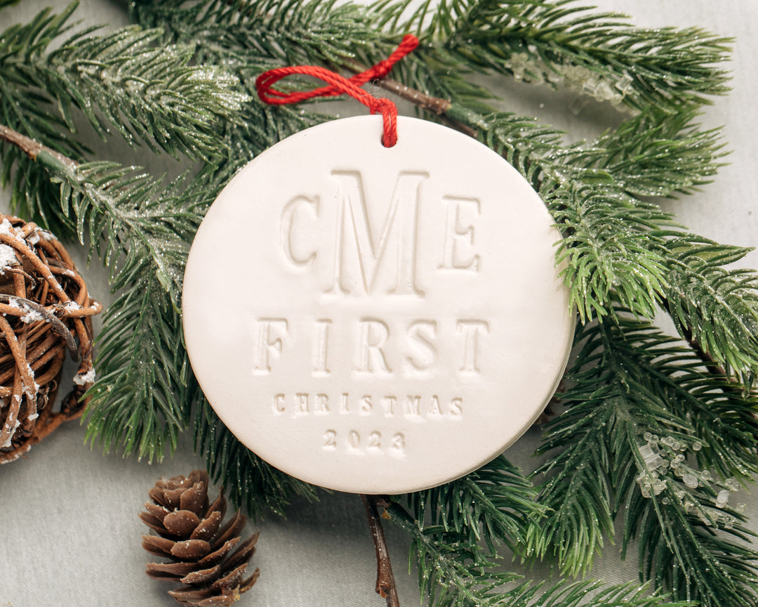 Monogramed First Christmas Ornament 2025