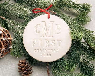 Monogramed First Christmas Ornament 2024