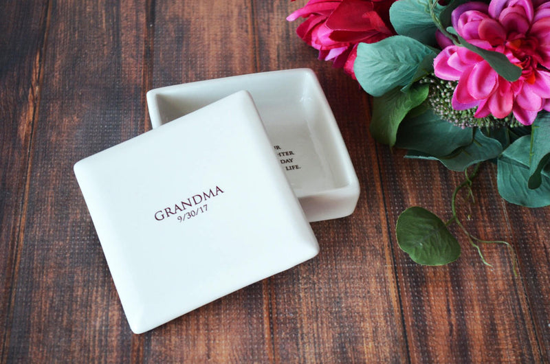 Grandma Wedding Gift, Grandmother Wedding Gift, Grandma Wedding Present - Personalized Square Keepsake Box