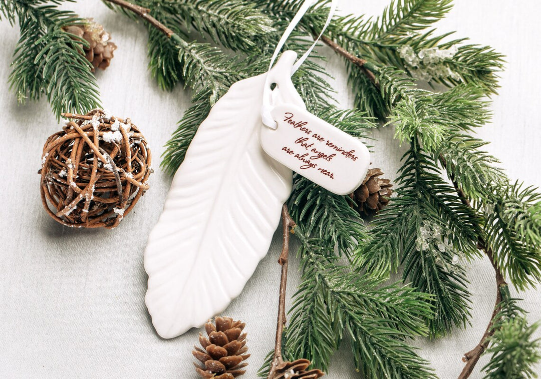 Sympathy Feather Ornament - Add Custom Text - Feathers Are Reminders