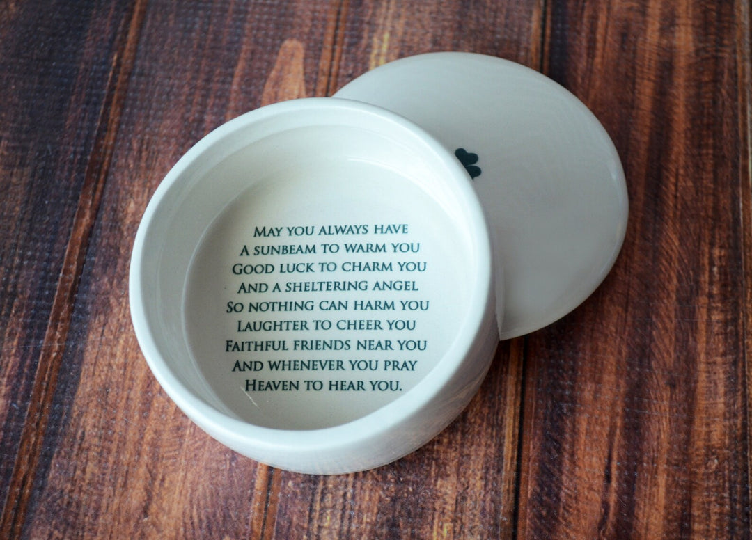 Personalized Keepsake Box with Irish Blessing in Green - Round