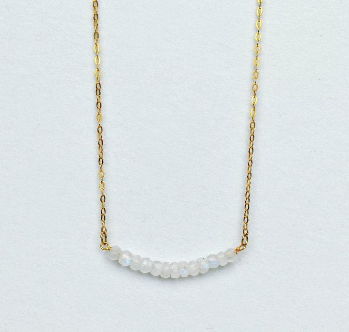 Beaded Bar Moonstone Necklace, June Birthstone Necklace, Dainty Moonstone Necklace, Bridesmaid Gift, June Birthday, Gift for Her