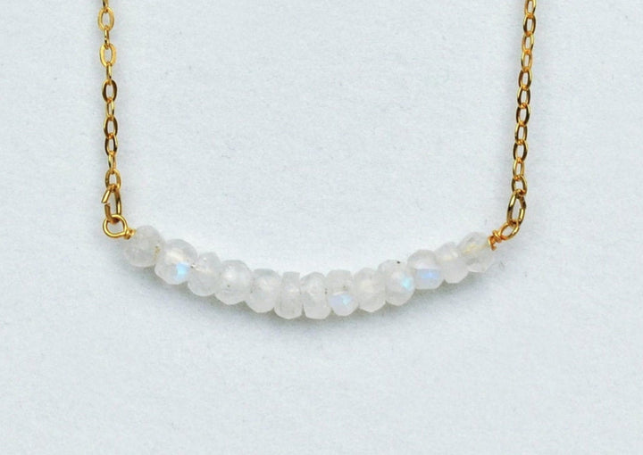 Beaded Bar Moonstone Necklace, June Birthstone Necklace, Dainty Moonstone Necklace, Bridesmaid Gift, June Birthday, Gift for Her