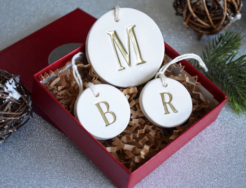 Family of 3 Silver Customized Christmas Ornaments - READY TO SHIP