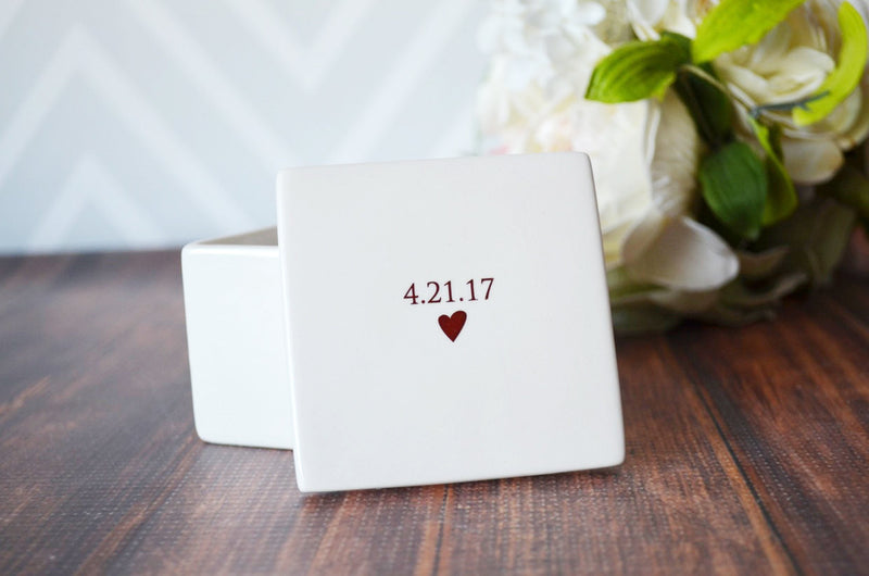 Personalized Deep Square Keepsake Box With Wedding Date