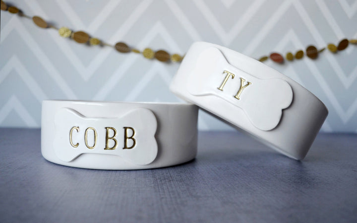 Personalized Food or Water Dog Bowl - Small/Medium Size (6" dia.) Dog Bowl - Ceramic