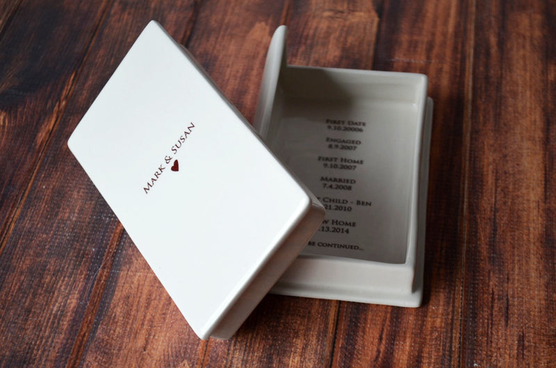 Anniversary Gift or Wedding Gift - The Story of Us - Ceramic Keepsake Book Box
