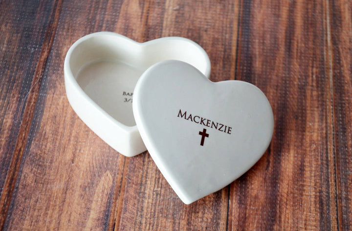 Custom Baptism Gift, First Communion Gift or Confirmation Gift - Heart Keepsake Box