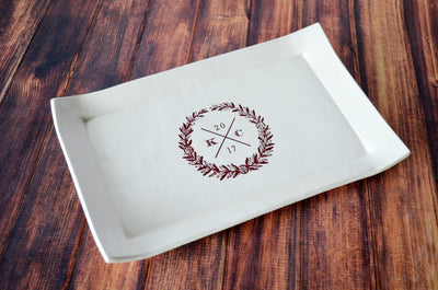 Wedding Gift - With Wedding Logo - Custom Rectangular Personalized Platter