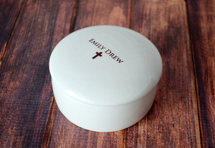 Godchild Gift with Necklace - Personalized - Round Keepsake Box