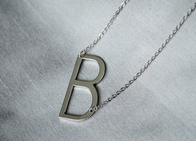Large Initial Necklace, Large Letter Necklace, Personalized, Sideways Initial, Oversized initial, Bridesmaid Gift, Friend Birthday Gift