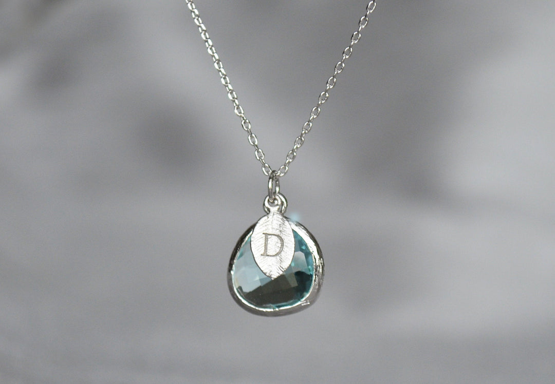 aquamarine necklace with silver chain