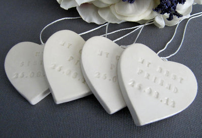Set of 4 PERSONALIZED Bridesmaids Gifts - Large Heart Bouquet Charms