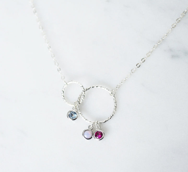 Mother/Daughter Necklace, Mother's Day Gift, Family Necklace, Infinity Necklace, Eternity Circle Necklace, Mom Necklace, Birthstone Necklace