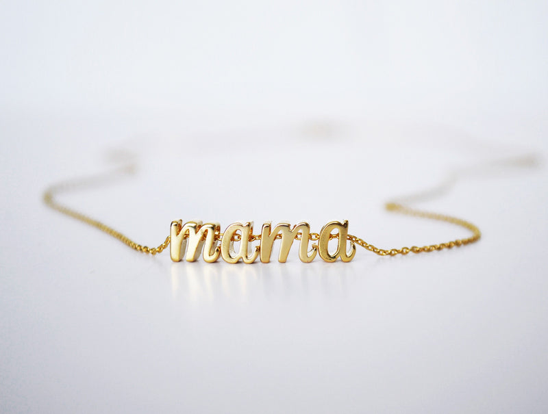 Mama Necklace, Personalized Initial Necklace, Personalized Gifts for Mom, Script Letter Necklace, Minimalist, Mother&