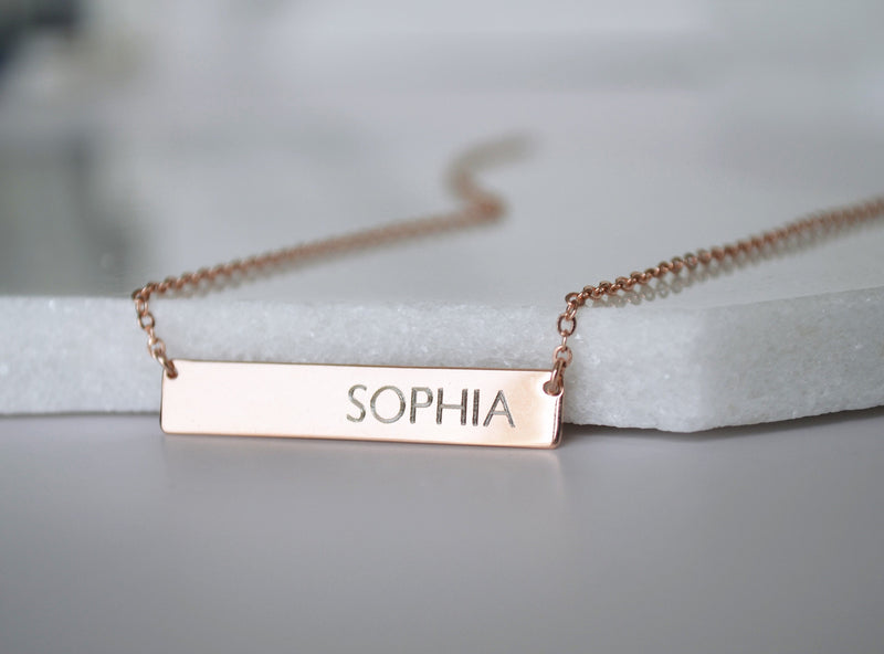 Personalized Monogram Necklace, Name Necklace, Custom Bar Necklace, Layering Necklace, Personalized Gift for Mom, Minimalist