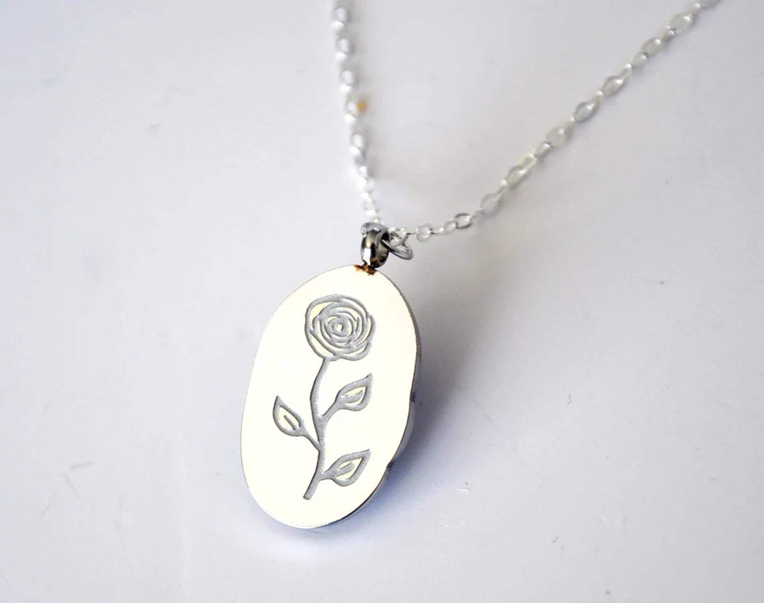 September Birth Flower Necklace, Aster Birth Flower Necklace, Birthstone Stone Necklace, Mom Gift, Personalized Necklace, Bridesmaid Gift