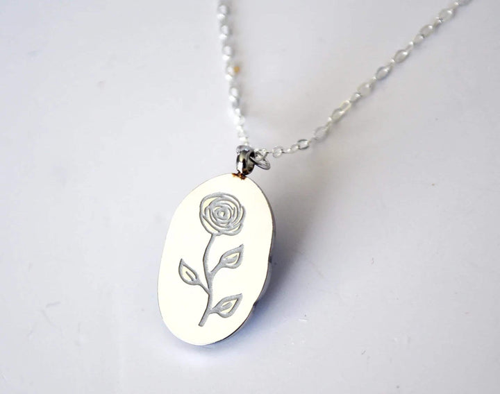 September Birth Flower Necklace, Aster Birth Flower Necklace, Birthstone Stone Necklace, Mom Gift, Personalized Necklace, Bridesmaid Gift