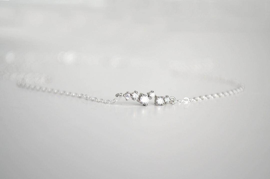 Dainty CZ Diamond Cluster Necklace, Layering Necklace, Bridesmaid Gift, Minimalist Necklace, Gift for Her, In Gold, Rose Gold and Silver