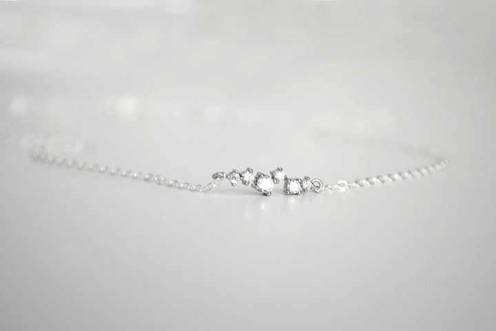 Dainty CZ Diamond Cluster Necklace, Layering Necklace, Bridesmaid Gift, Minimalist Necklace, Gift for Her, In Gold, Rose Gold and Silver