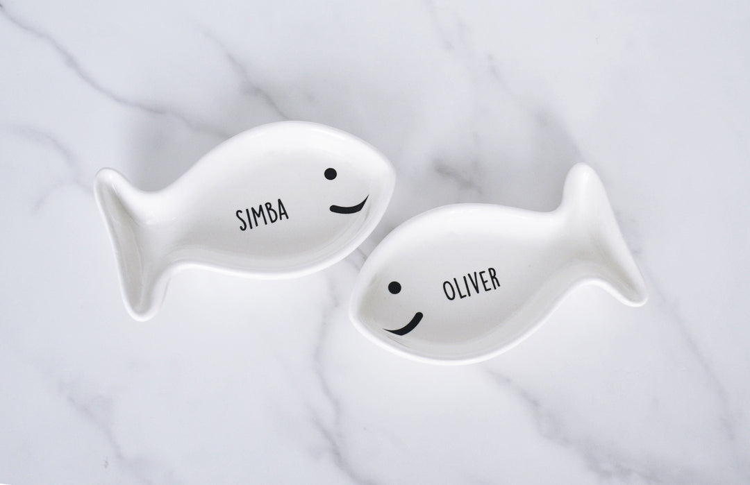 Personalized Cat Bowl, Fish Shaped Cat Dish, Cat Gift, Kitten Bowl, Kitten Gift, Personalized Cat Food Dish