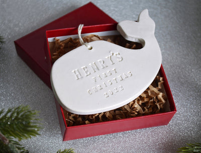 Whale Ornament, Personalized Baby's First Christmas Ornament