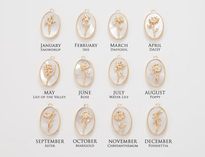 Pearl Birth Flower Earrings, Birth Month Birthday Earrings