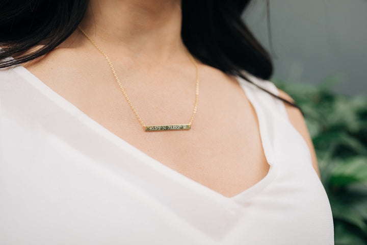 Personalized Coordinate Necklace, Location Necklace - 35x4 Bar Size