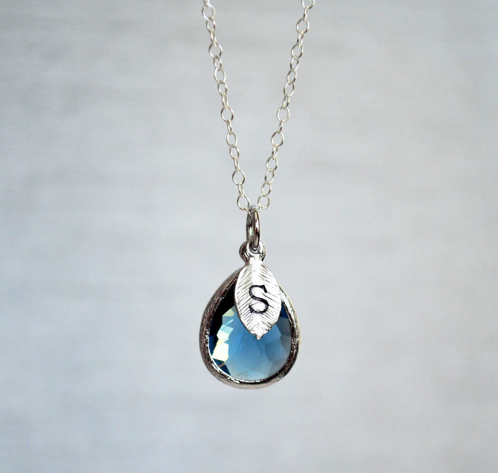 Sapphire Necklace, September Teardrop Birthstone Necklace