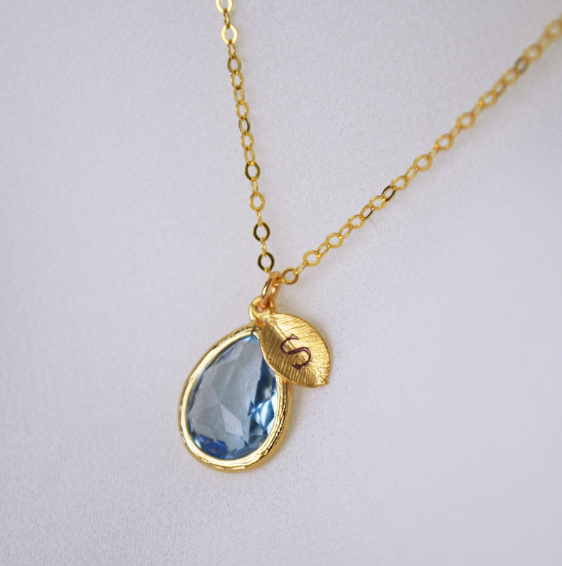 Blue Topaz Necklace, December Birthstone Necklace, Teardrop