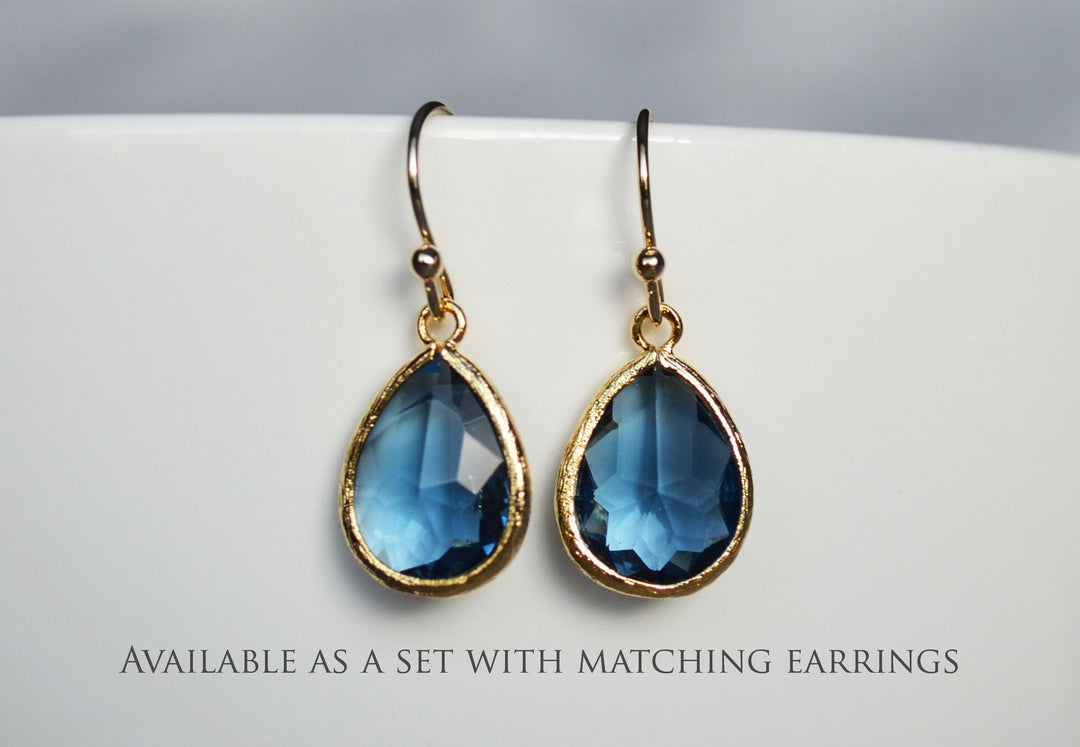Sapphire Necklace, September Teardrop Birthstone Necklace, Sterling Silver or 18K Gold