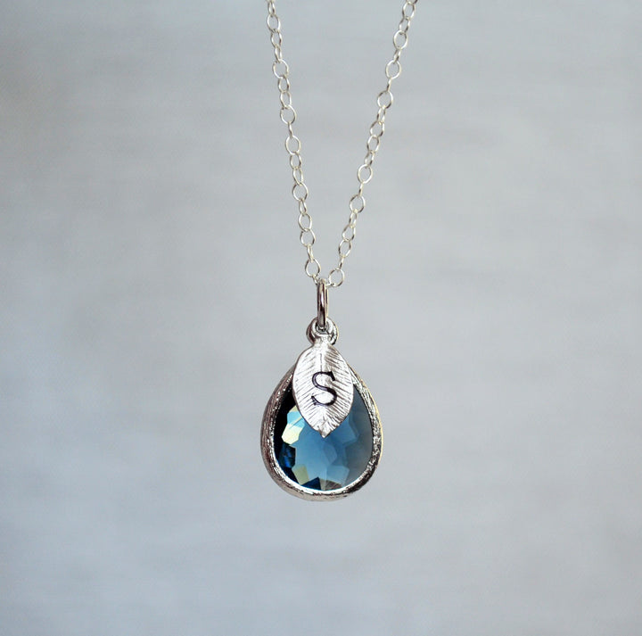 Sapphire Necklace, September Teardrop Birthstone Necklace