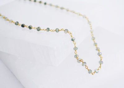 Moss Aquamarine Beaded Choker Necklace or Bracelet