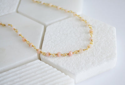 Pink Opal Beaded Choker Necklace or Bracelet