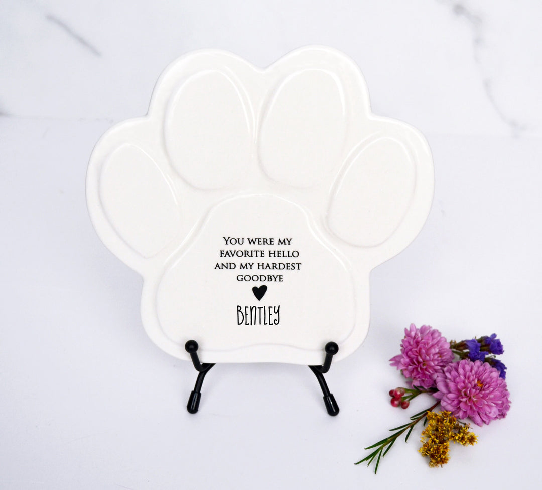 Personalized Dog Memorial Sympathy Gift - Paw Print Plaque or Garden Tile