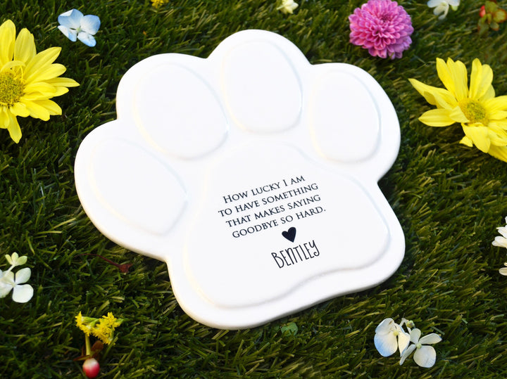 Personalized Dog Memorial Sympathy Gift - Paw Print Plaque or Garden Tile