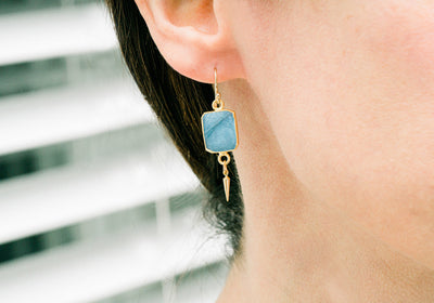Gemstone Slice Earrings, Raw Birthstone Earrings