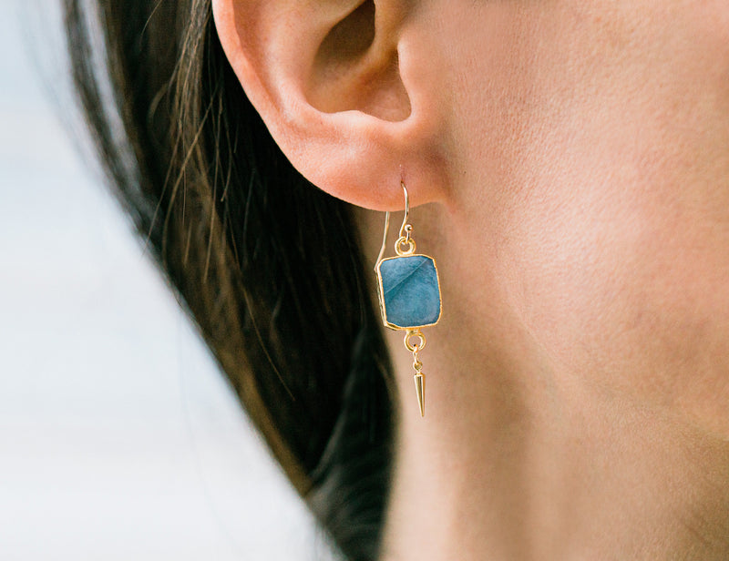 Gemstone Slice Earrings, Raw Birthstone Earrings