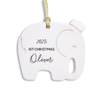 Elephant Ornament, Personalized Baby's First Christmas 2024