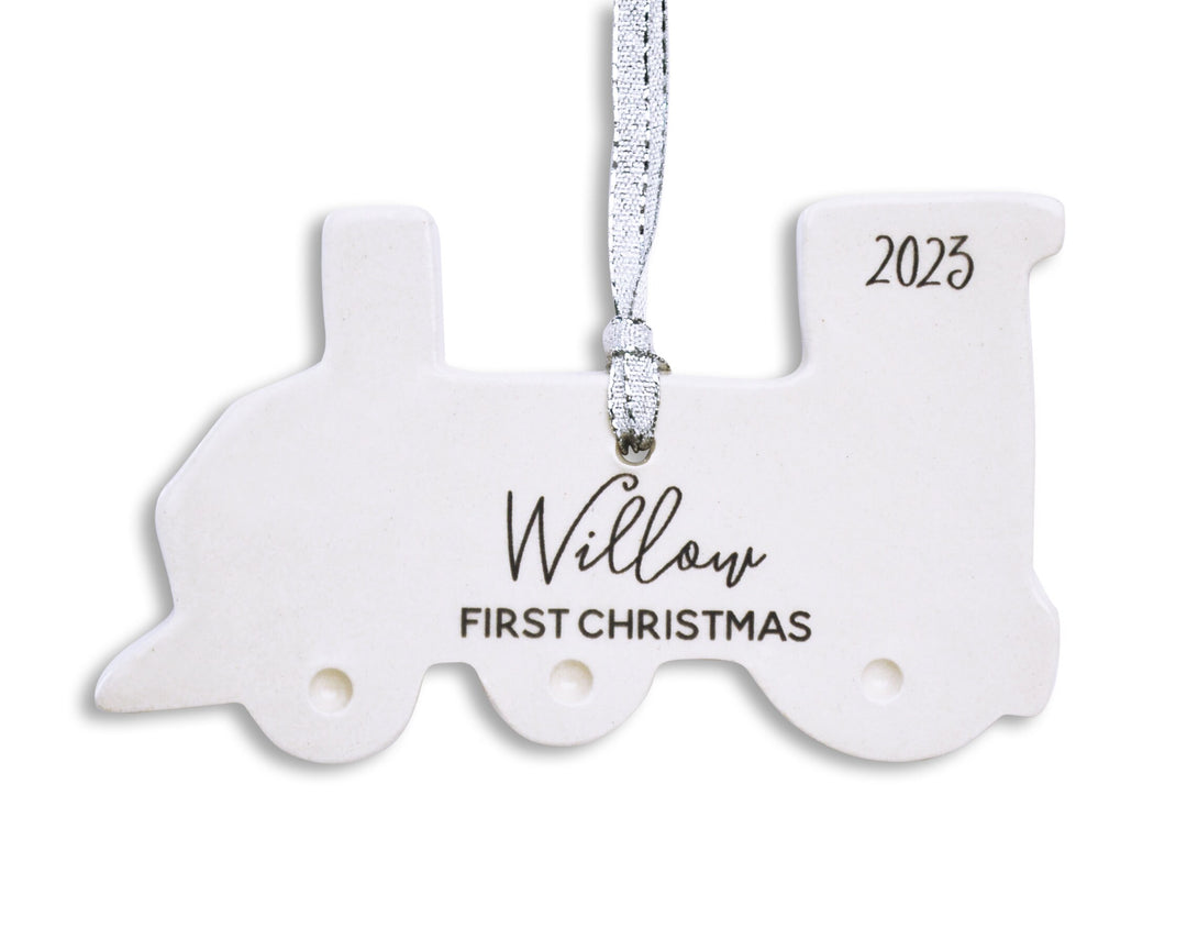 Train Ornament, Personalized Baby's First Christmas 2025