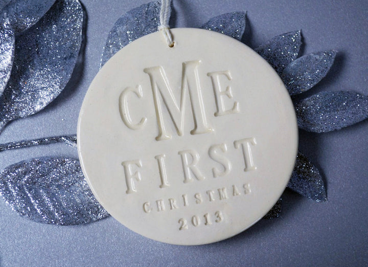 Monogramed First Christmas Ornament 2025