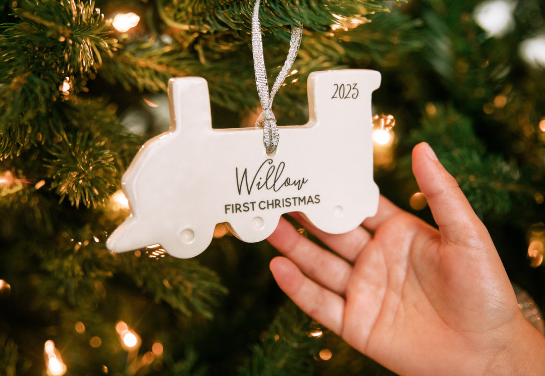 Train Ornament, Personalized Baby's First Christmas 2025