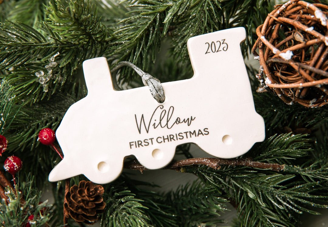 Train Ornament, Personalized Baby's First Christmas 2025