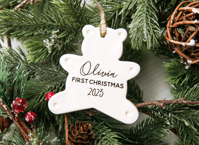 Teddy Bear Ornament, Personalized Baby's First Christmas Ornament 2024