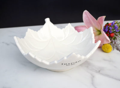 Ceramic Leaf Serving Bowl With Name and Wedding Date