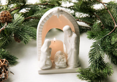 Personalized Nativity Set, Votive Nativity scene with Candle