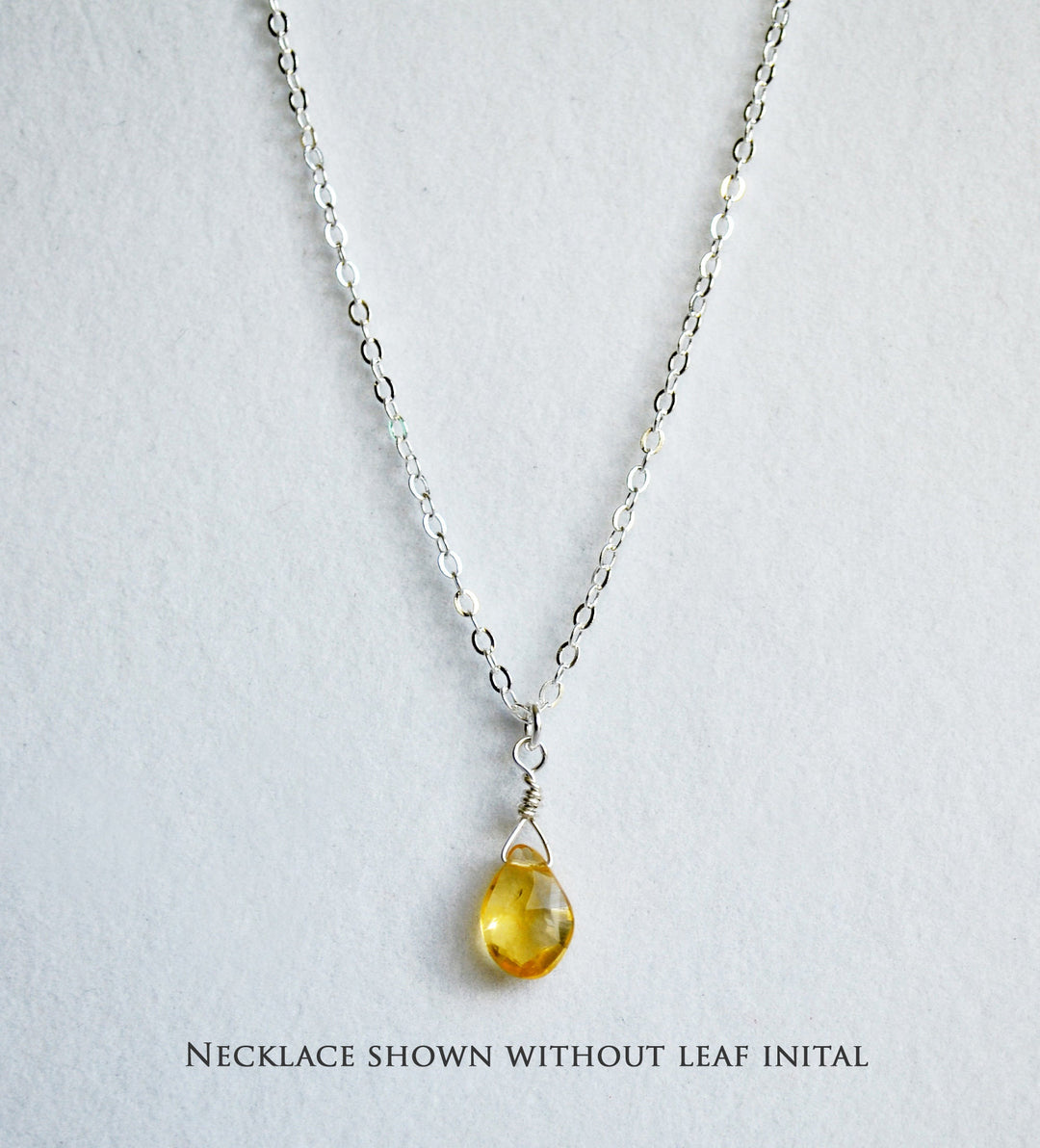 Dainty Personalized Citrine Necklace, November Birthstone