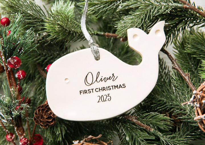 Whale Ornament, Personalized Baby's First Christmas Ornament, Baby Christmas Gift, My First Christmas, New Baby Gift